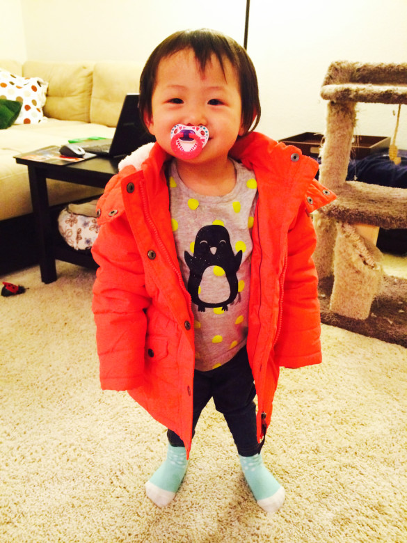 Roxy in her new H & M coat from Auntie Judy