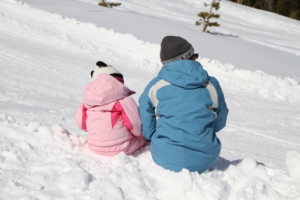 Mama & Roxy sitting in the snow