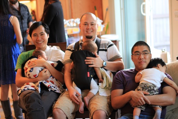 Dads and their babies enjoying the party