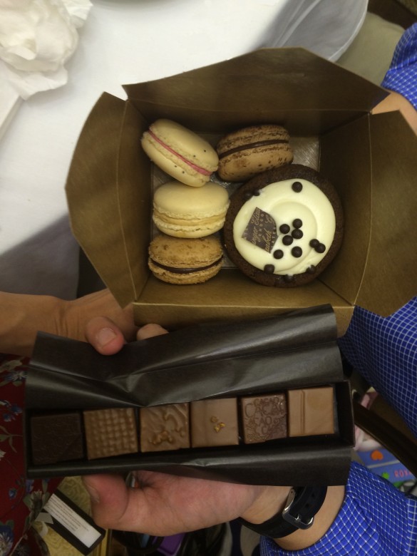 Macarons, red velvet cupcake, & chocolates from Ginger Elizabeth