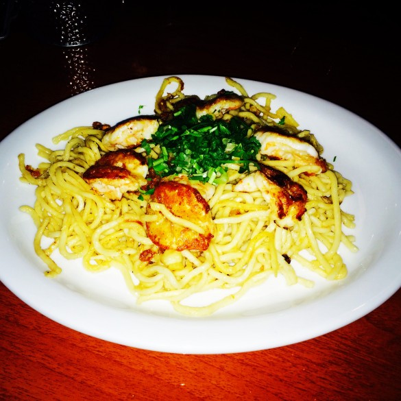 Garlic Noodles with Prawns. Delicious!