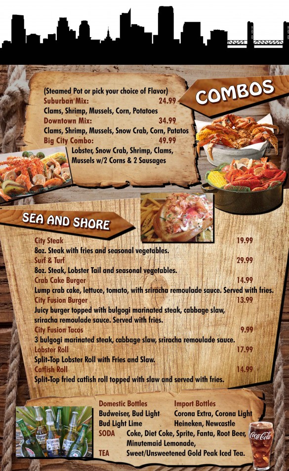 Part 2 of Crab City Menu