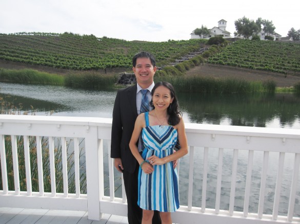 Me and Kenny with Leal Vineyards waterfall in the background