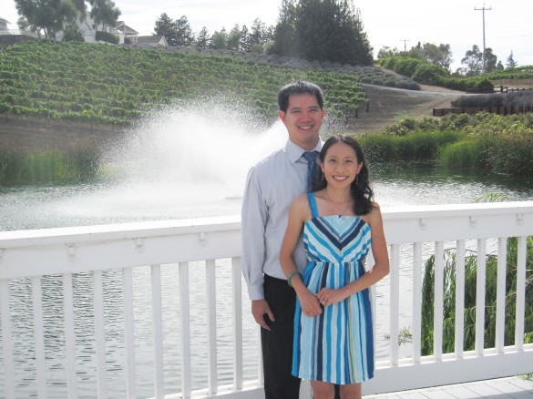 Me and Kenny at Leal Vineyards waterfall in the background