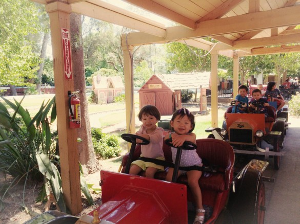 Roxy and her friend driving a car at Funderland