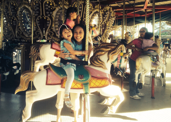 Me & Roxy on the carousel at Funderland