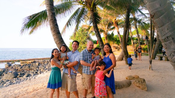 Life is beautiful! Both families outside of Mama's Fish House