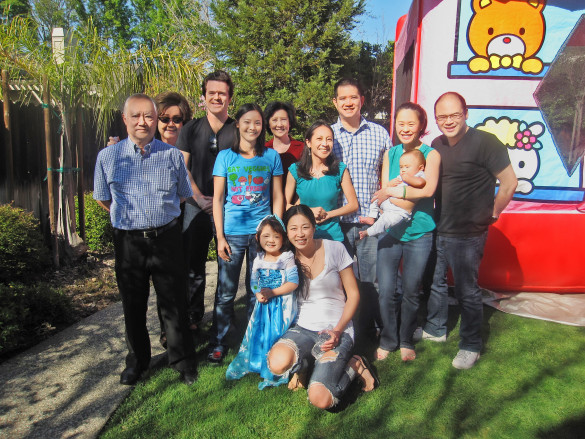Our family outside the bounce house at Roxy's 3rd birthday party