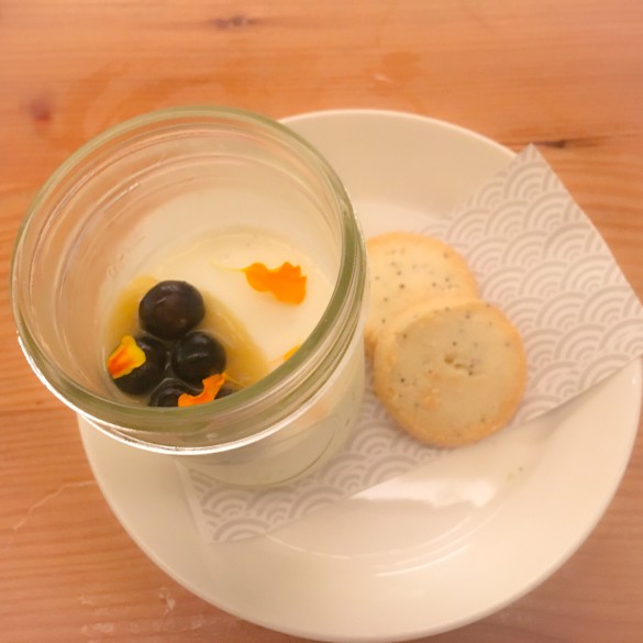 Lemon Panna Cotta with fresh blueberries