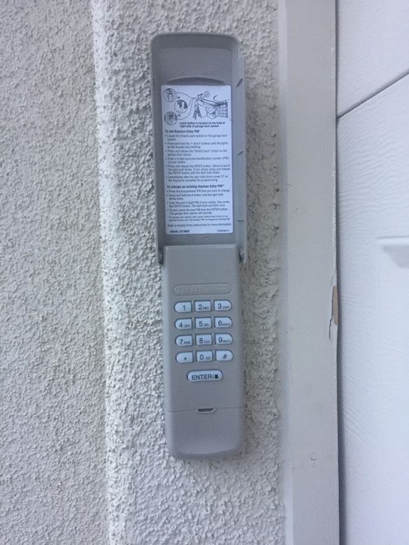 4 digit panel to open the garage